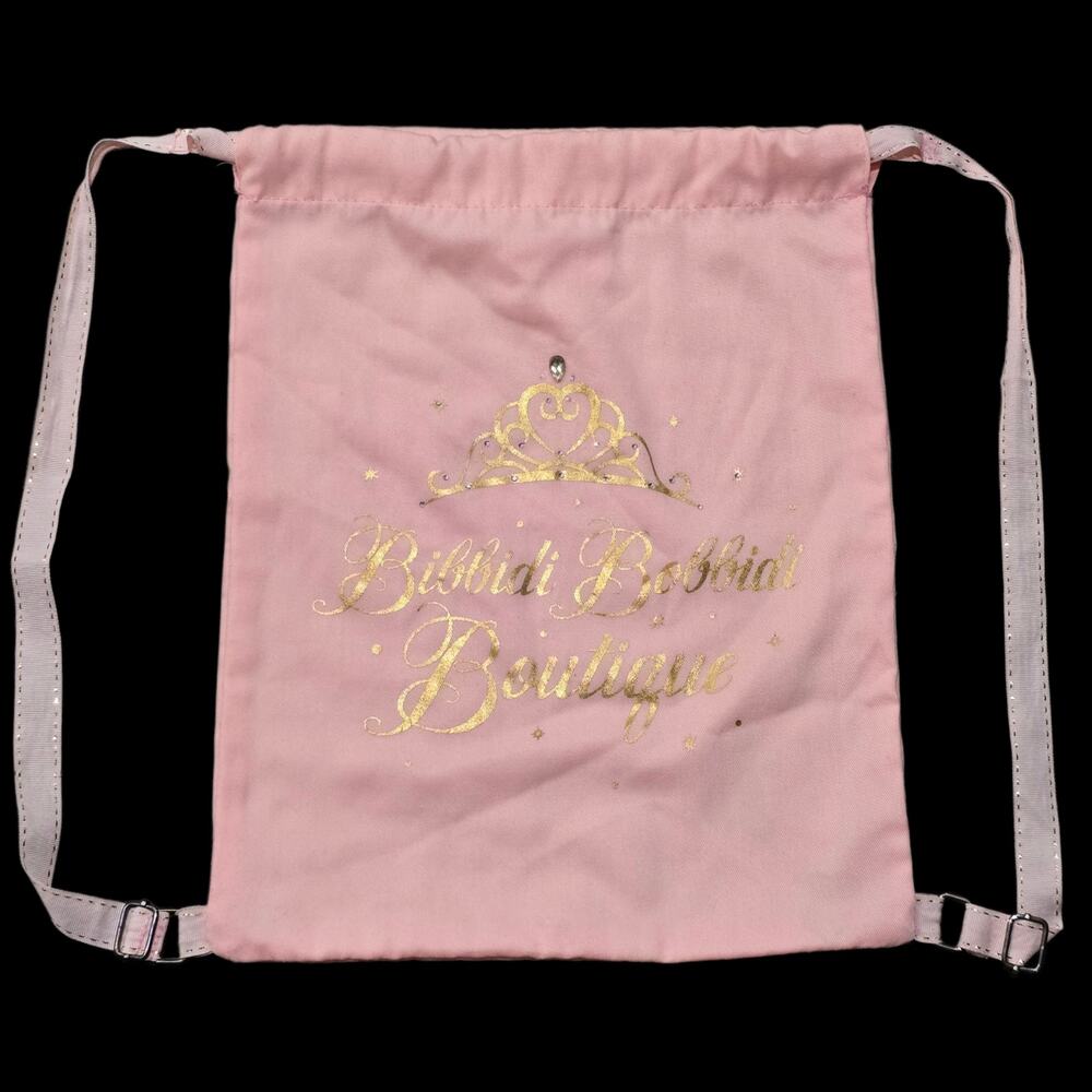 Disney Parks Pink & Gold Bibbidi Bobbidi Boutique Bag Drawstring Backpack